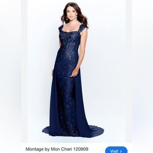 Montage by Mon Cheri Deep Blue Prom Dress